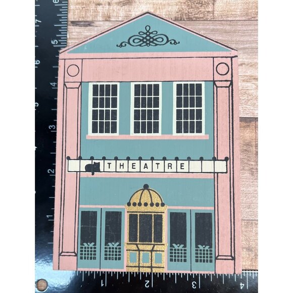 1987 The Cats Meow Village Main Street Series Garden Theatre Wooden Shelf Sitter - Picture 1 of 2